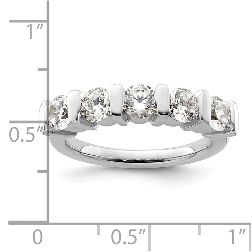 14K White Gold 5-Stone Half-Bezel 1.5 carat Round Complete Diamond Band