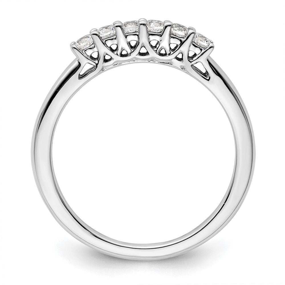 14K White Gold 6-Stone Shared Prong 1/4 carat Complete Round Diamond Band