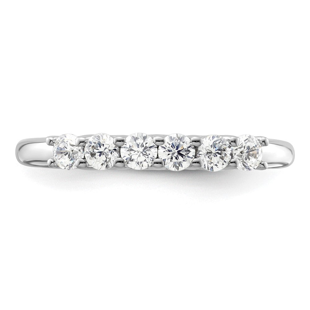 14K White Gold 6-Stone Shared Prong 1/2 carat Complete Round Diamond Band