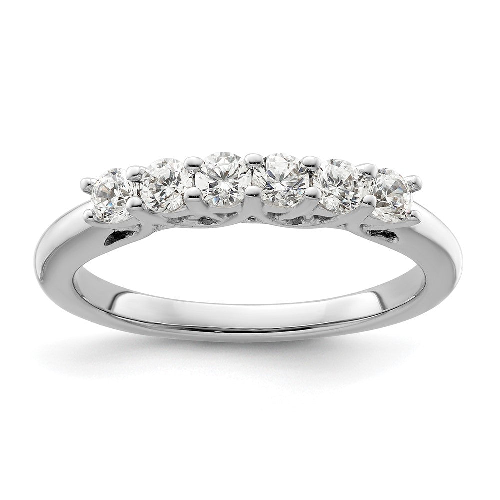 14K White Gold 6-Stone Shared Prong 1/2 carat Complete Round Diamond Band