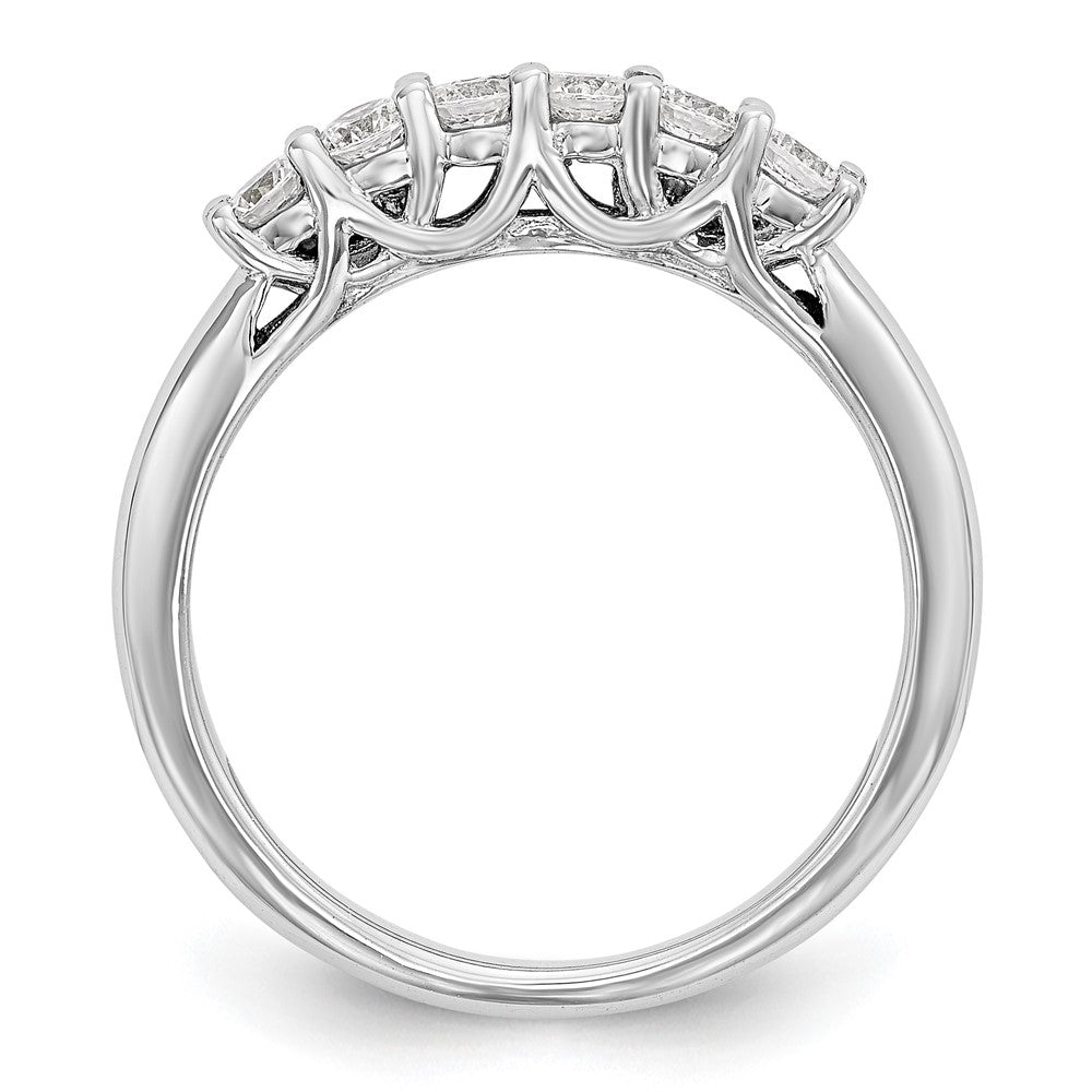 14K White Gold 6-Stone Shared Prong 3/4 carat Complete Round Diamond Band