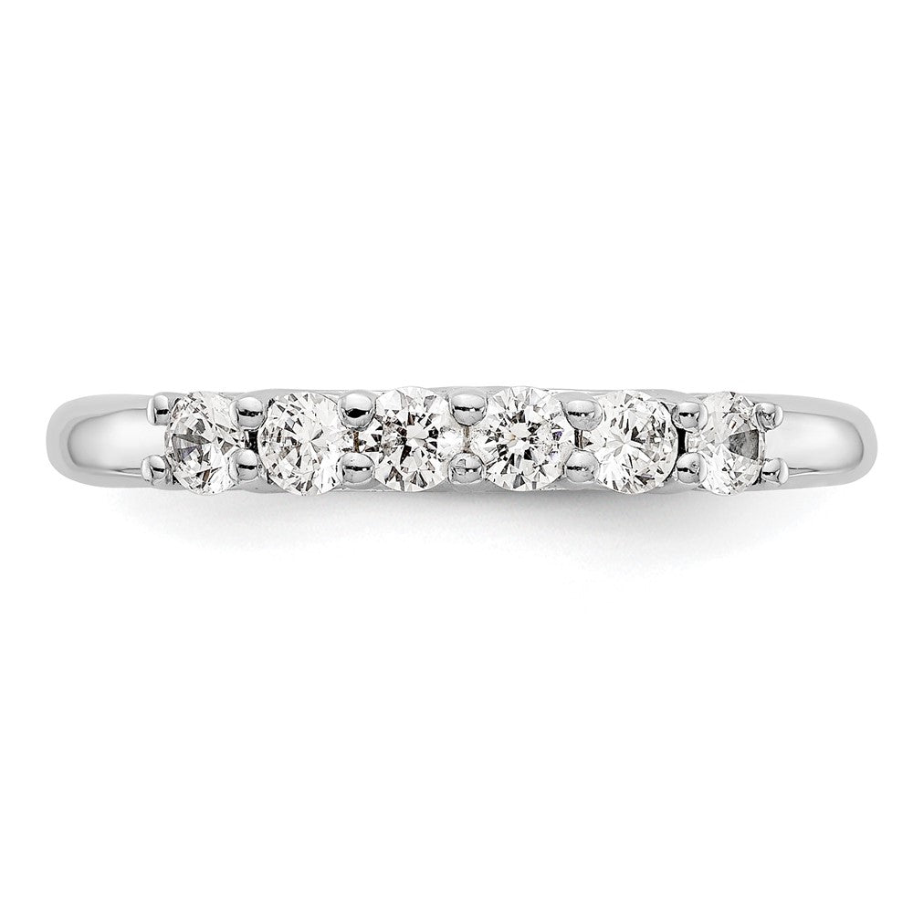 14K White Gold 6-Stone Shared Prong 3/4 carat Complete Round Diamond Band