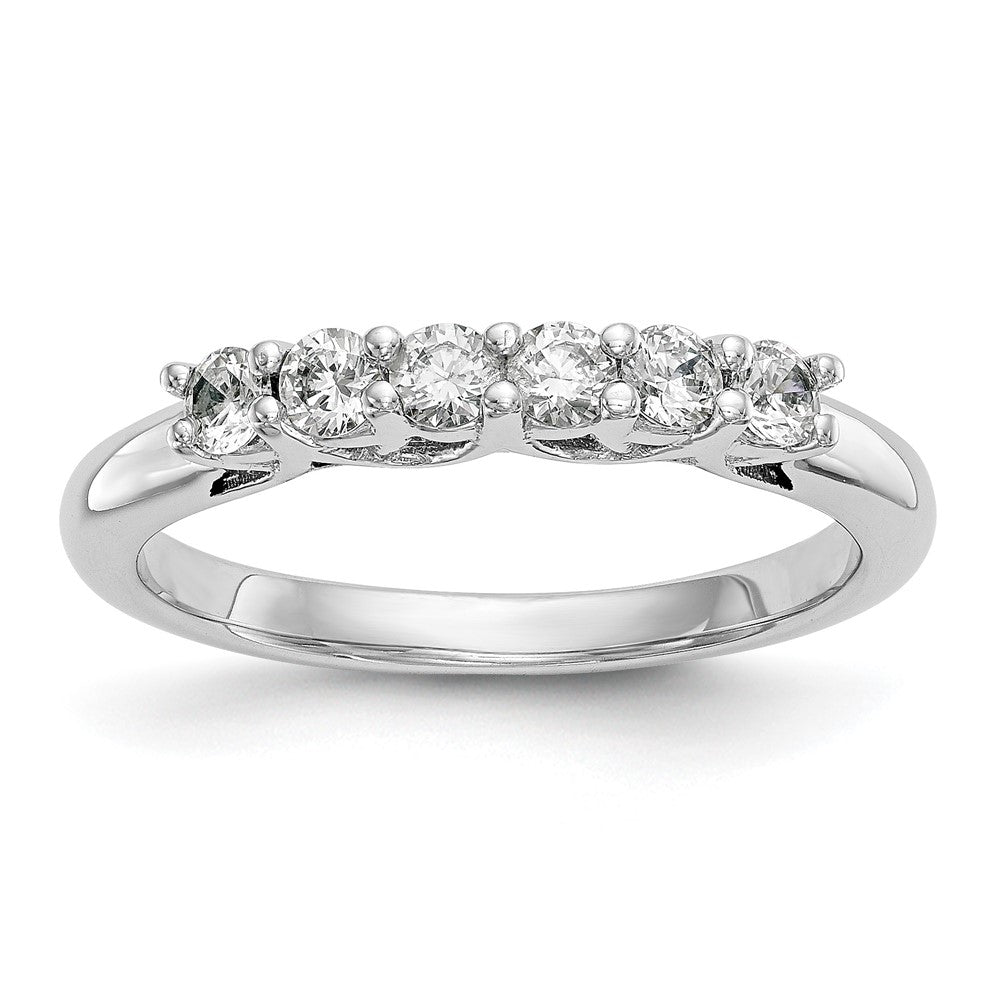 14K White Gold 6-Stone Shared Prong 3/4 carat Complete Round Diamond Band