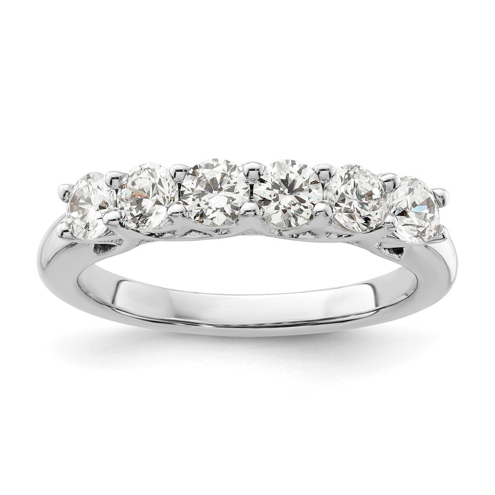14K White Gold 6-Stone Shared Prong 1 carat Complete Round Diamond Band