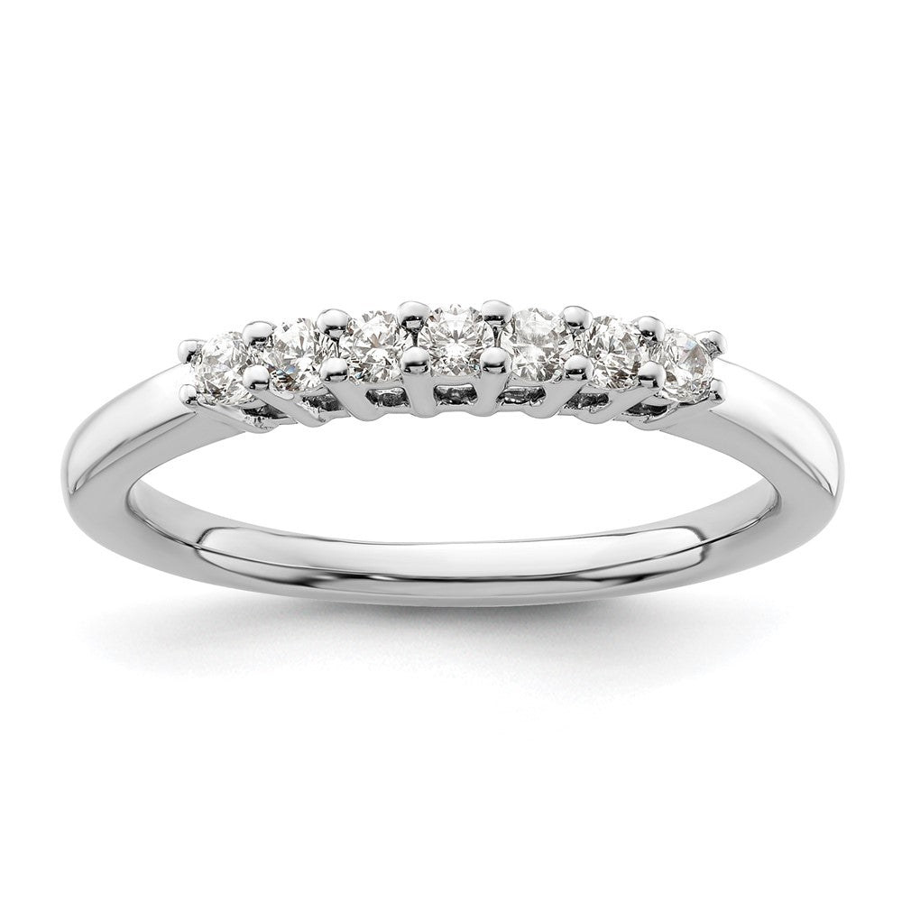 14K White Gold 7-Stone Shared Prong 1/4 carat Complete Round Diamond Band