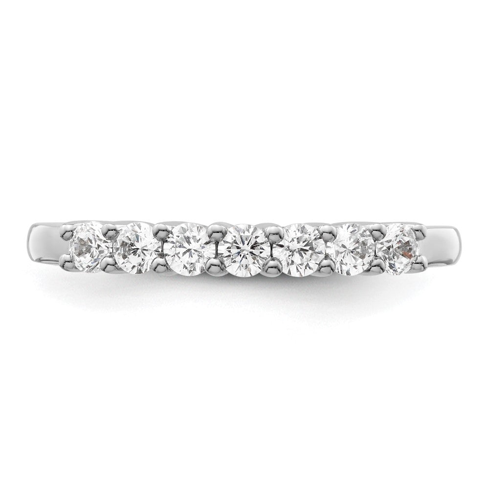 14K White Gold 7-Stone Shared Prong 1/2 carat Complete Round Diamond Band