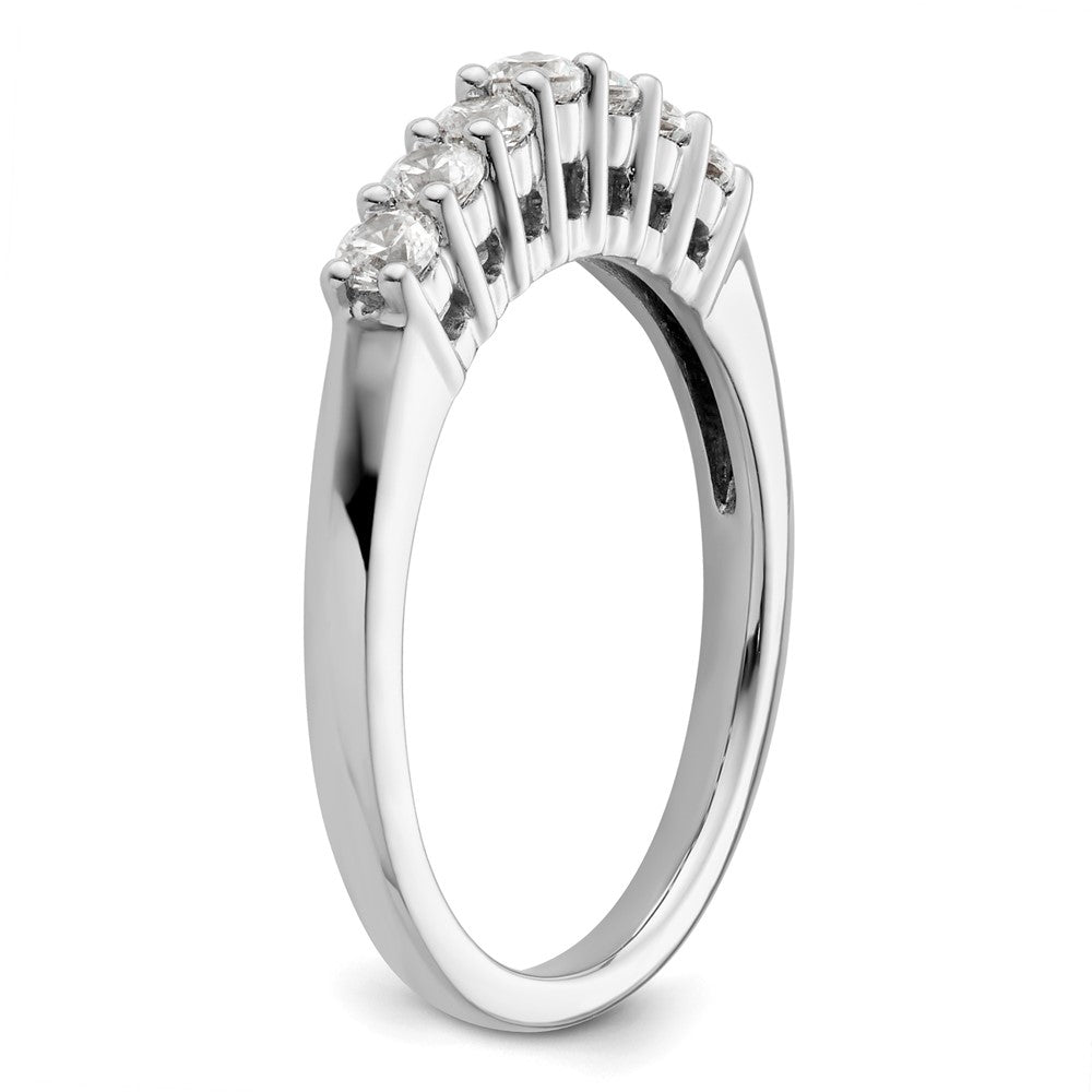 14K White Gold 7-Stone Shared Prong 1/2 carat Complete Round Diamond Band