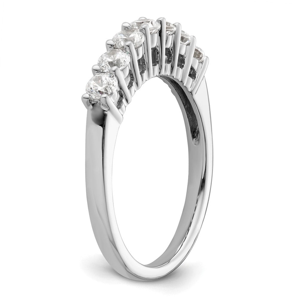 14K White Gold 7-Stone Shared Prong 3/4 carat Complete Round Diamond Band