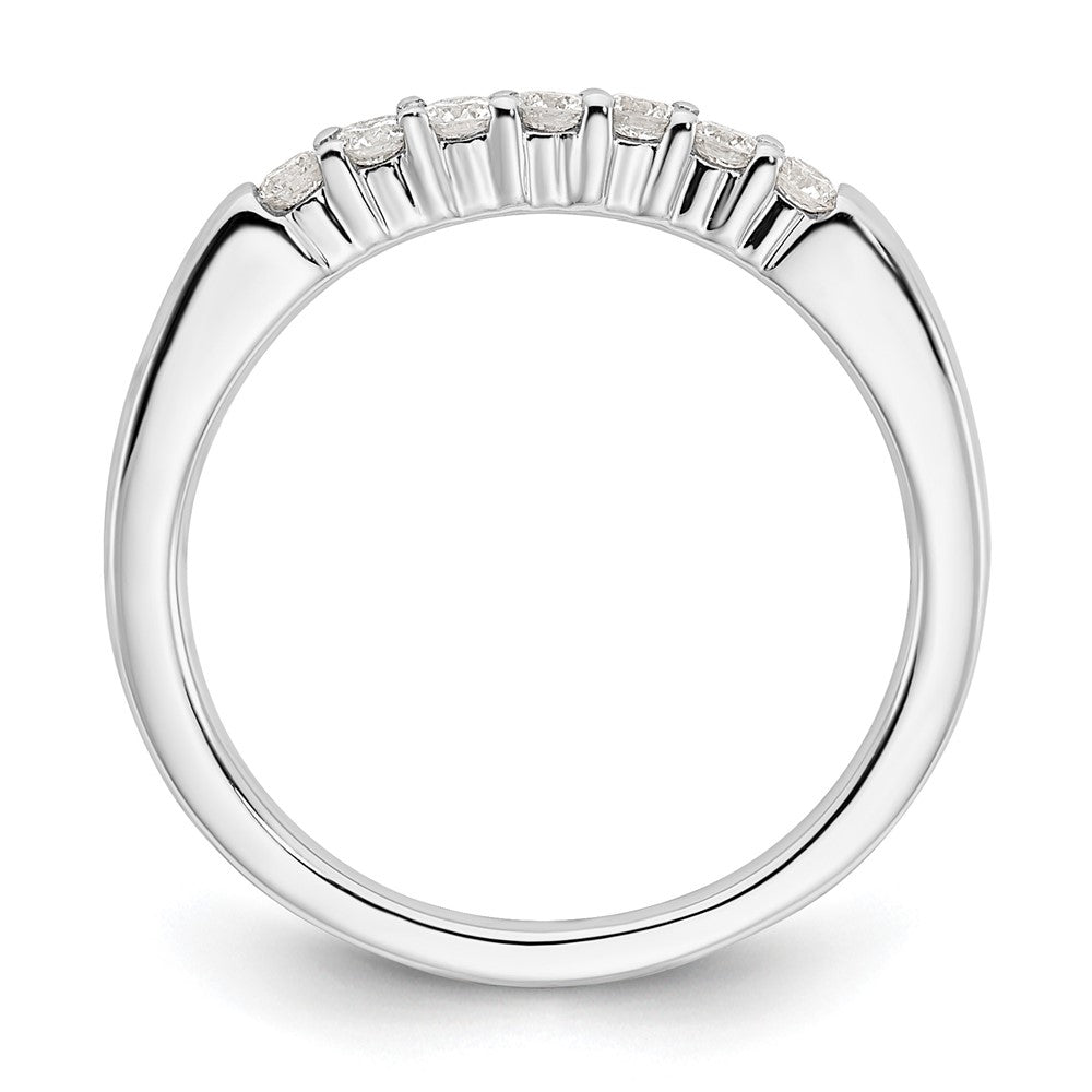 14K White Gold 7-Stone Shared Prong 1/4 carat Complete Round Diamond Band