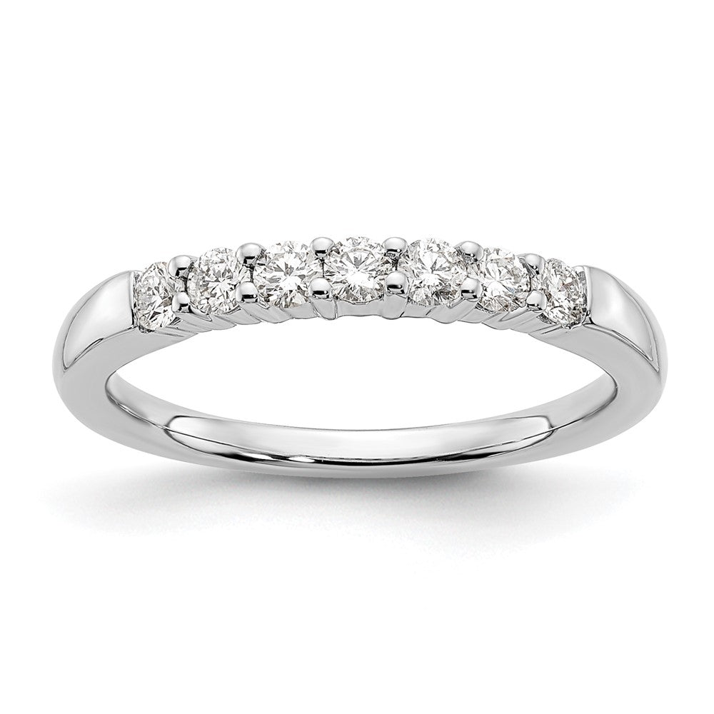 14K White Gold 7-Stone Shared Prong 1/3 carat Complete Round Diamond Band