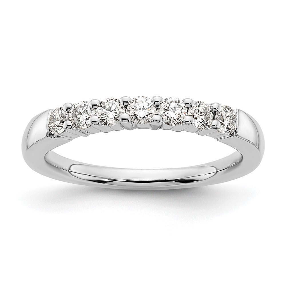 14K White Gold 7-Stone Shared Prong 1/2 carat Complete Round Diamond Band