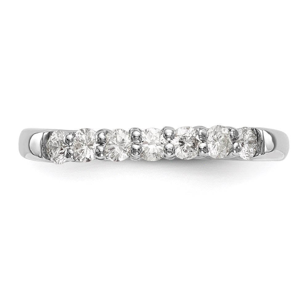 14K White Gold 7-Stone Shared Prong 1/2 carat Complete Round Diamond Band