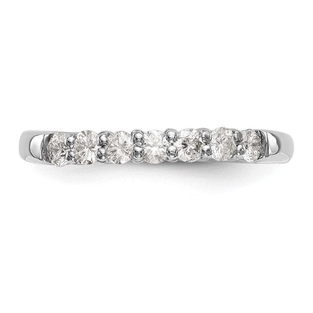 14K White Gold 7-Stone Shared Prong 3/4 carat Complete Round Diamond Band