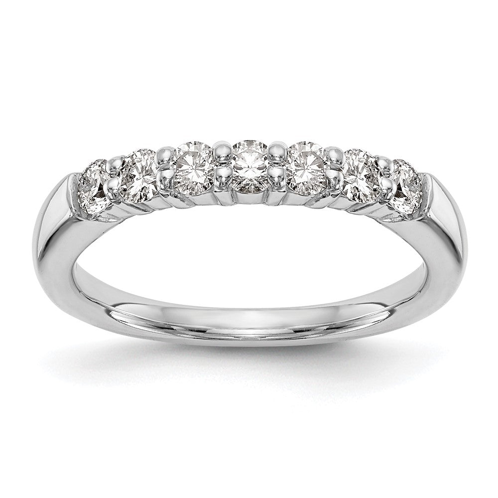 14K White Gold 7-Stone Shared Prong 3/4 carat Complete Round Diamond Band