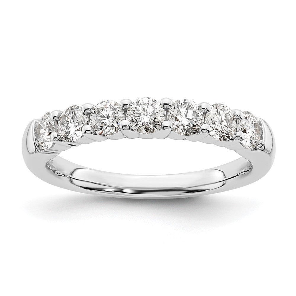 14K White Gold 7-Stone Shared Prong 1 carat Complete Round Diamond Band