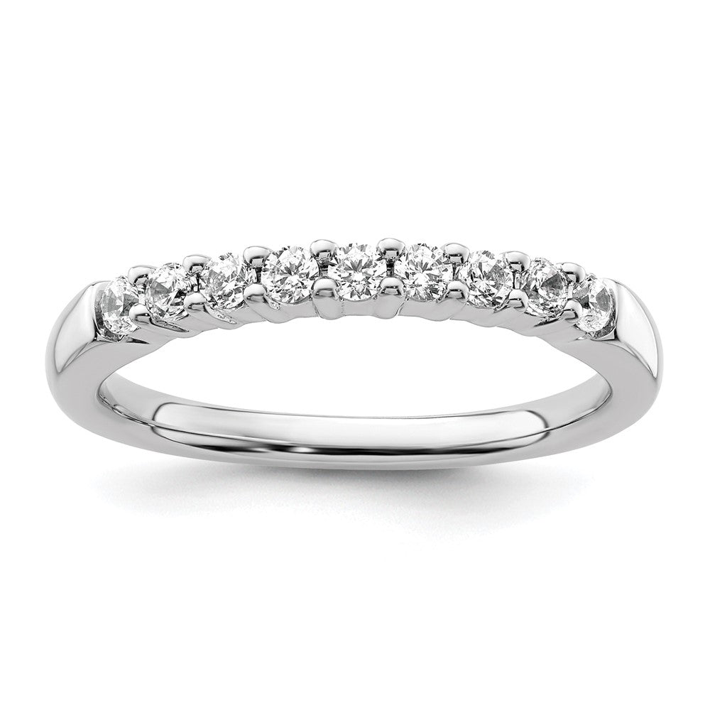 14K White Gold 9-Stone Shared Prong 1/3 carat Complete Round Diamond Band
