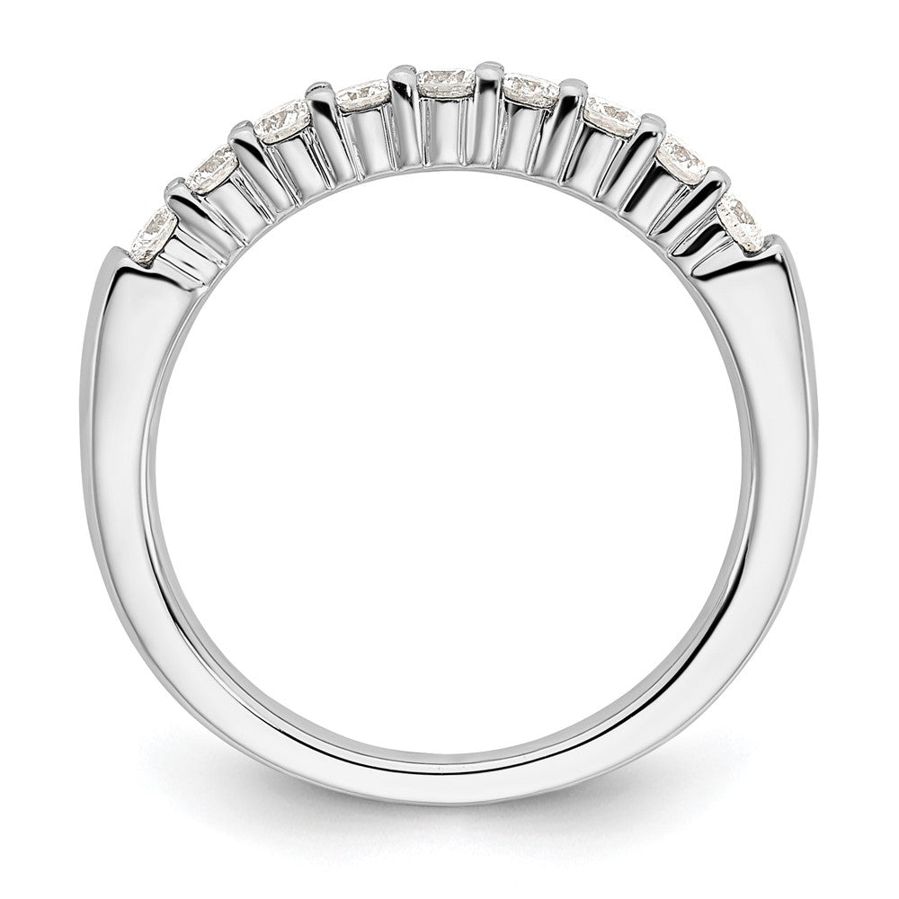 14K White Gold 9-Stone Shared Prong 1/2 carat Complete Round Diamond Band