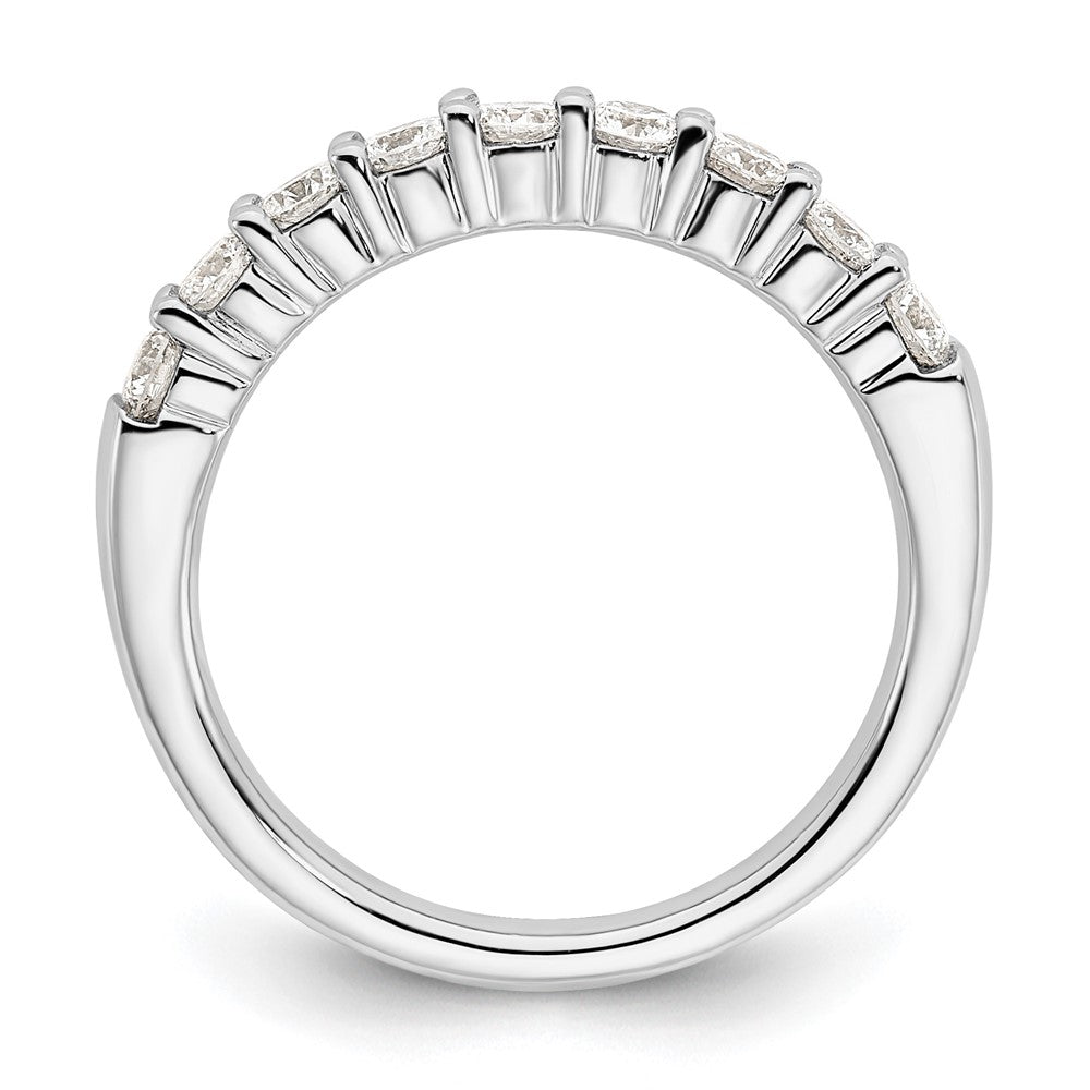 14K White Gold 9-Stone Shared Prong 3/4 carat Complete Round Diamond Band