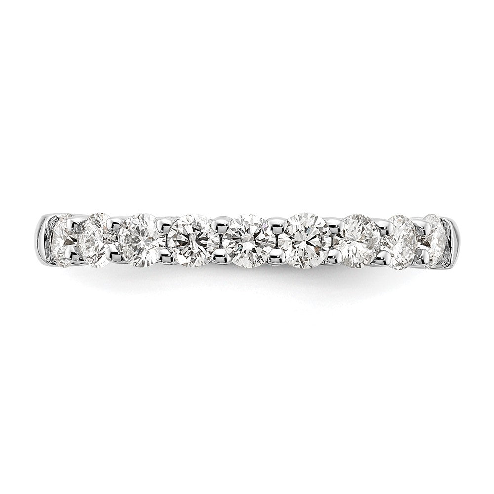 14K White Gold 9-Stone Shared Prong 3/4 carat Complete Round Diamond Band