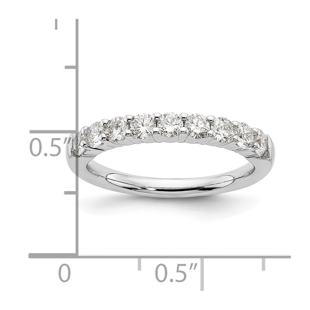 14K White Gold 9-Stone Shared Prong 3/4 carat Complete Round Diamond Band