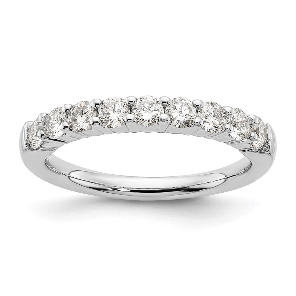 14K White Gold 9-Stone Shared Prong 3/4 carat Complete Round Diamond Band