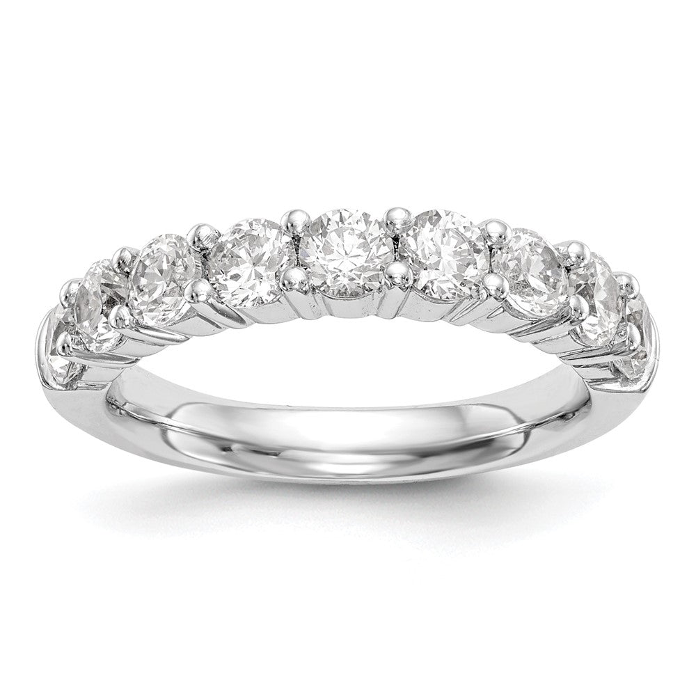 14K White Gold 9-Stone Shared Prong 1 carat Complete Round Diamond Band