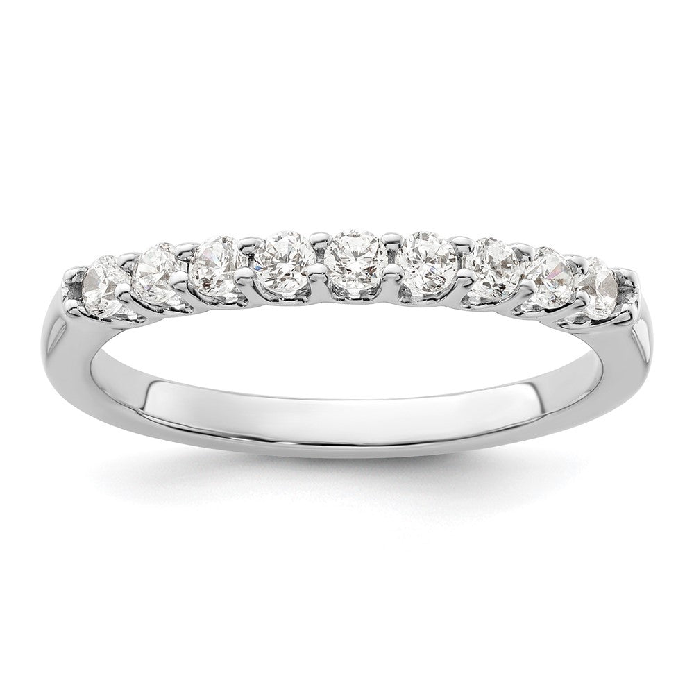 14K White Gold 9-Stone Shared Prong 1/3 carat Complete Round Diamond Band