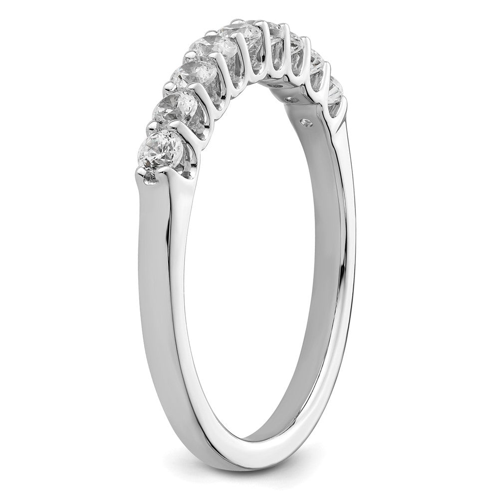14K White Gold 9-Stone Shared Prong 1/2 carat Complete Round Diamond Band