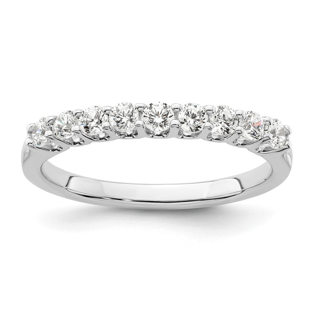 14K White Gold 9-Stone Shared Prong 1/2 carat Complete Round Diamond Band