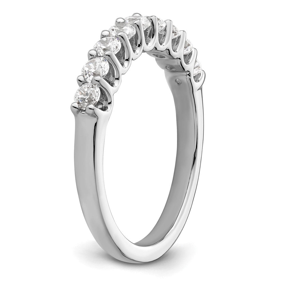 14K White Gold 9-Stone Shared Prong 5/8 carat Complete Round Diamond Band