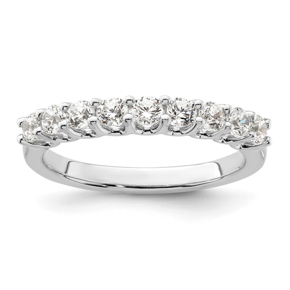 14K White Gold 9-Stone Shared Prong 5/8 carat Complete Round Diamond Band