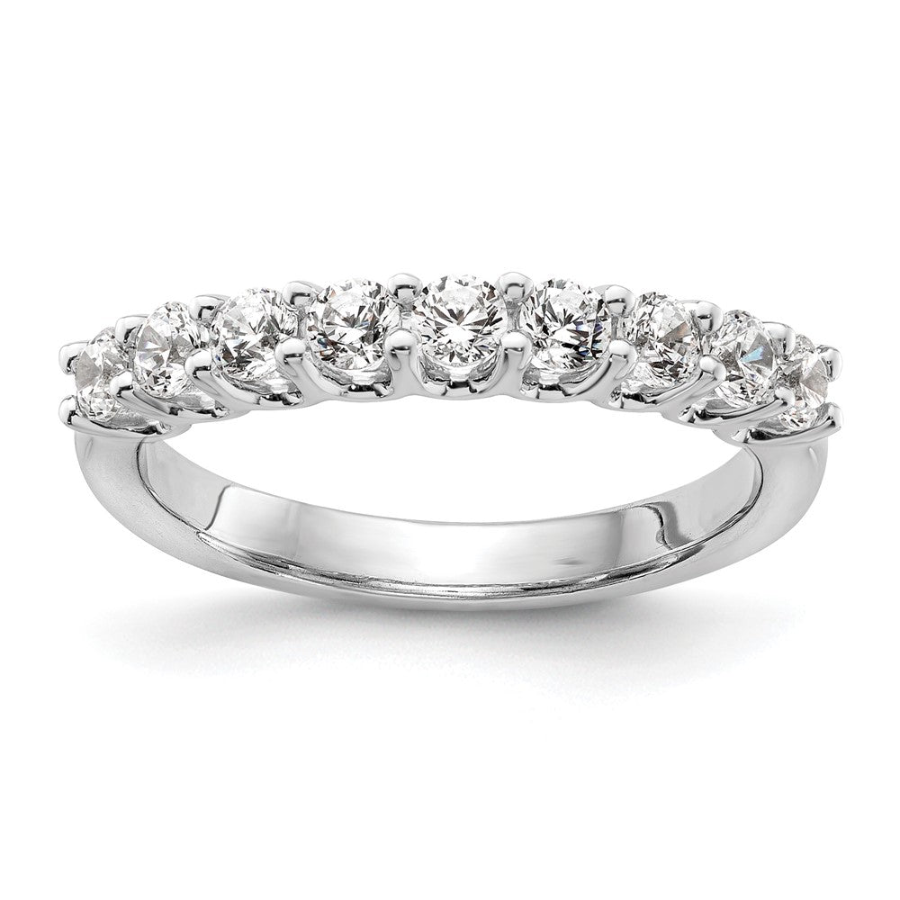 14K White Gold 9-Stone Shared Prong 7/8 carat Complete Round Diamond Band