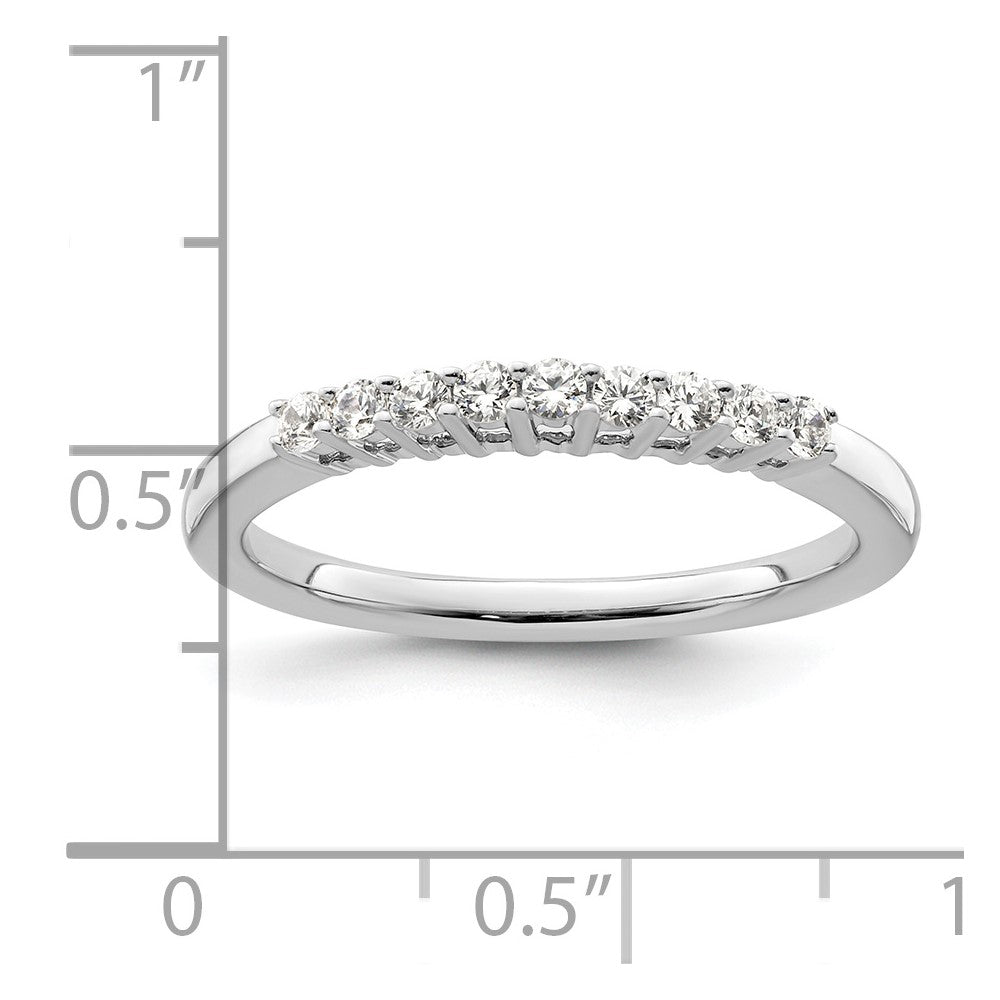 14K White Gold 9-Stone Shared Prong 1/5 carat Complete Round Diamond Band