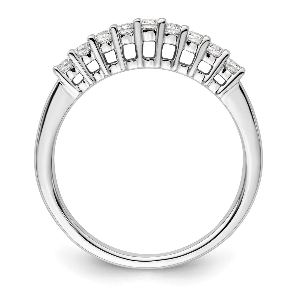 14K White Gold 9-Stone Shared Prong 1/3 carat Complete Round Diamond Band