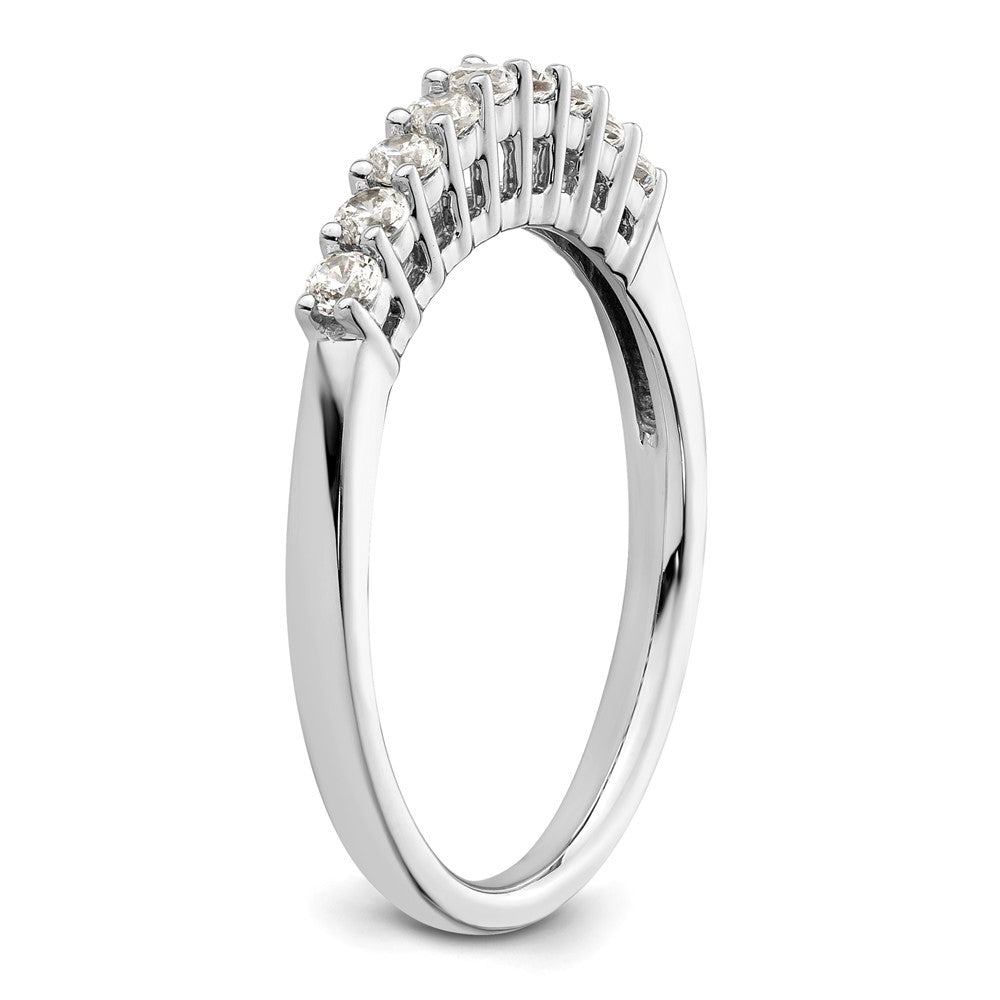 14K White Gold 9-Stone Shared Prong 1/3 carat Complete Round Diamond Band
