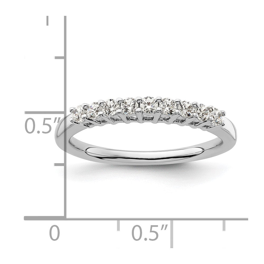 14K White Gold 9-Stone Shared Prong 1/3 carat Complete Round Diamond Band