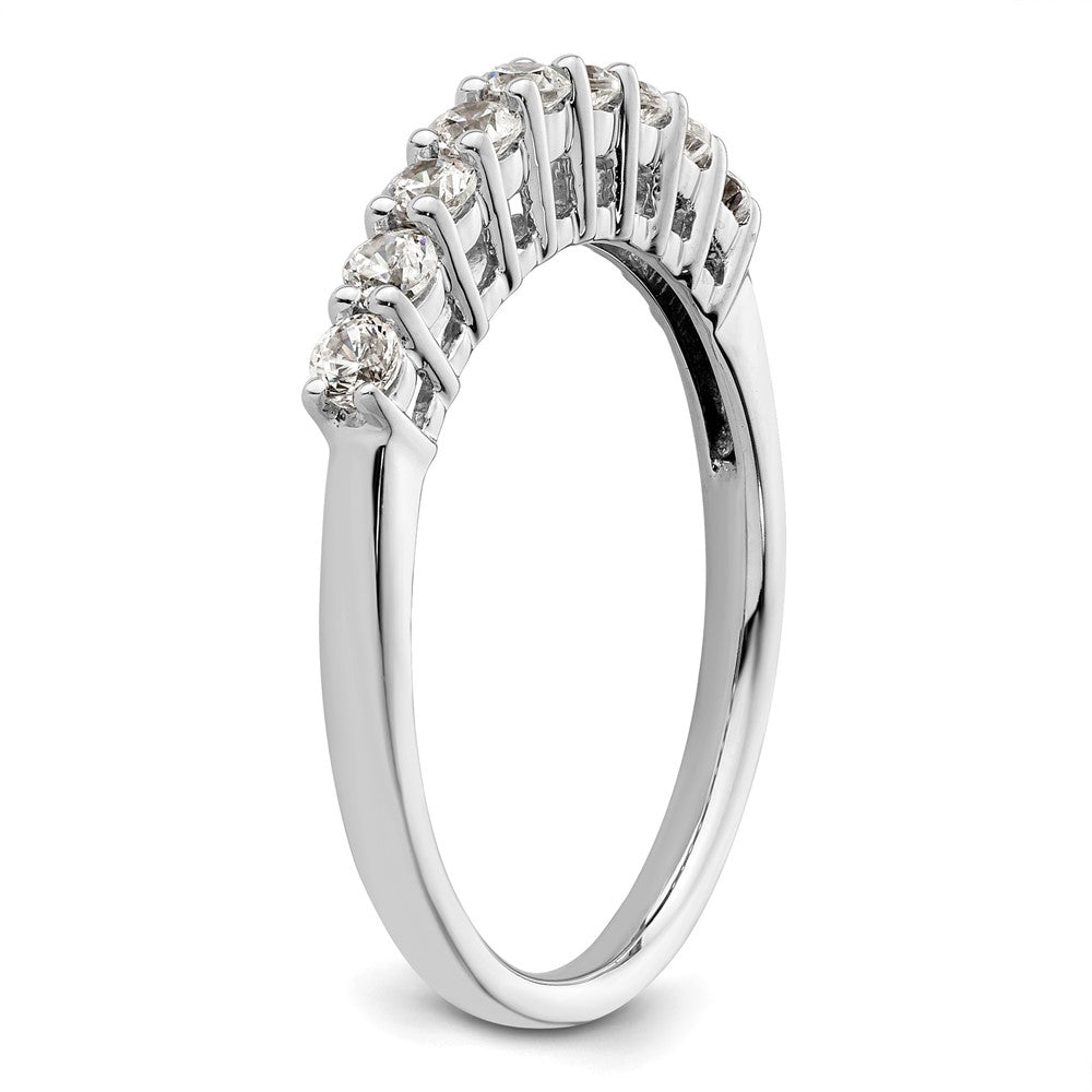14K White Gold 9-Stone Shared Prong 1/2 carat Complete Round Diamond Band