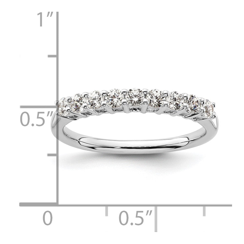 14K White Gold 9-Stone Shared Prong 1/2 carat Complete Round Diamond Band