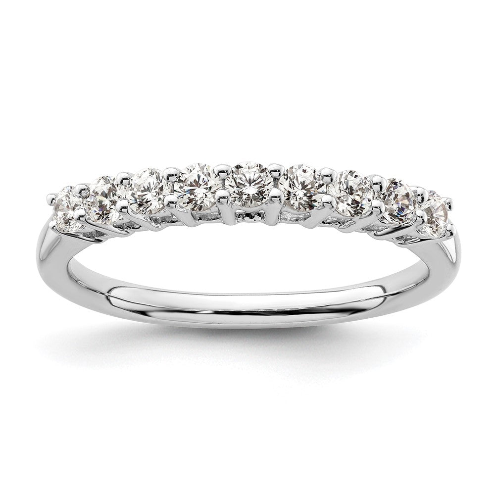 14K White Gold 9-Stone Shared Prong 1/2 carat Complete Round Diamond Band