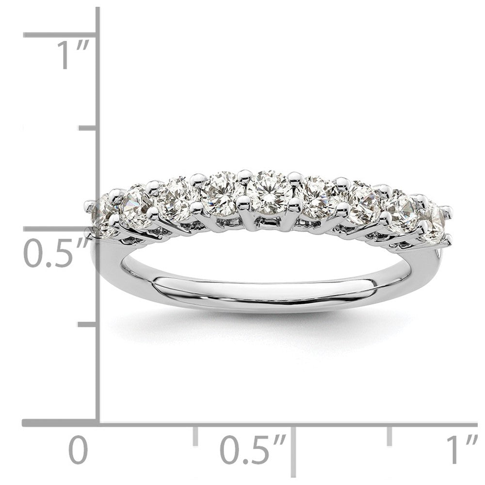 14K White Gold 9-Stone Shared Prong 3/4 carat Complete Round Diamond Band