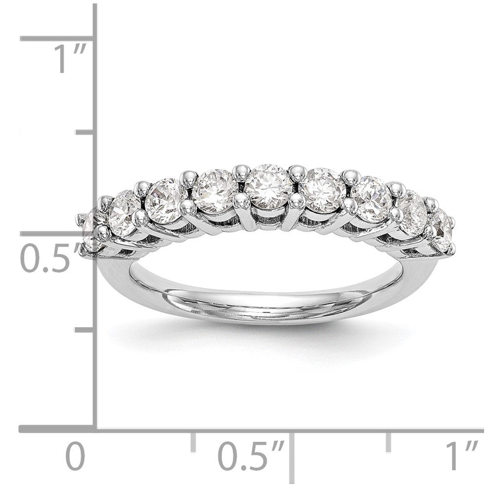 14K White Gold 9-Stone Shared Prong 1.15 carat Complete Round Diamond Band