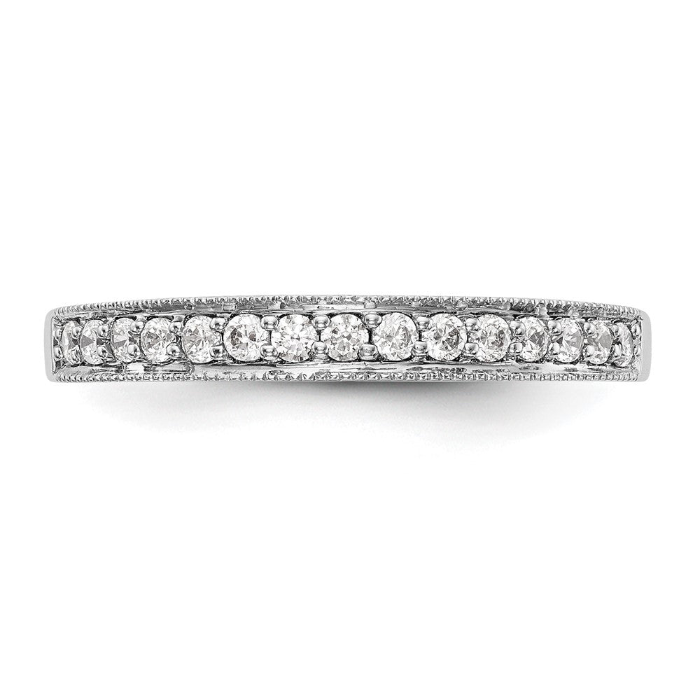 14K White Gold Beaded Edge 1/5 carat Complete Diamond Band