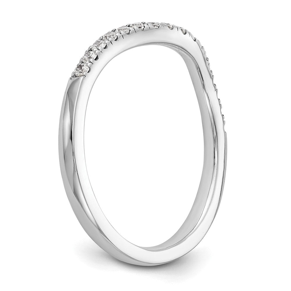 14k White Gold 1/5 carat Diamond Contoured Complete Wedding Band