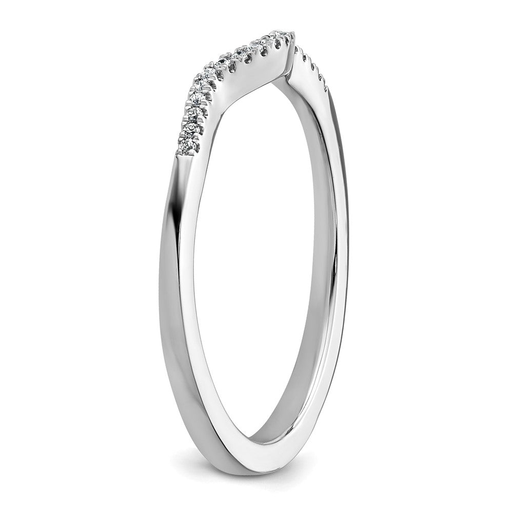 14k White Gold 1/15 carat Diamond Contoured Complete Wedding Band