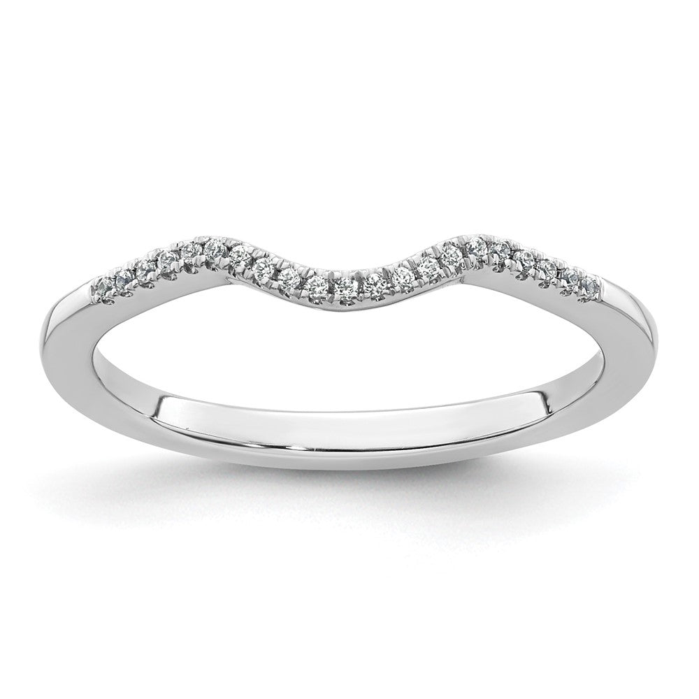 14k White Gold 1/15 carat Diamond Contoured Complete Wedding Band