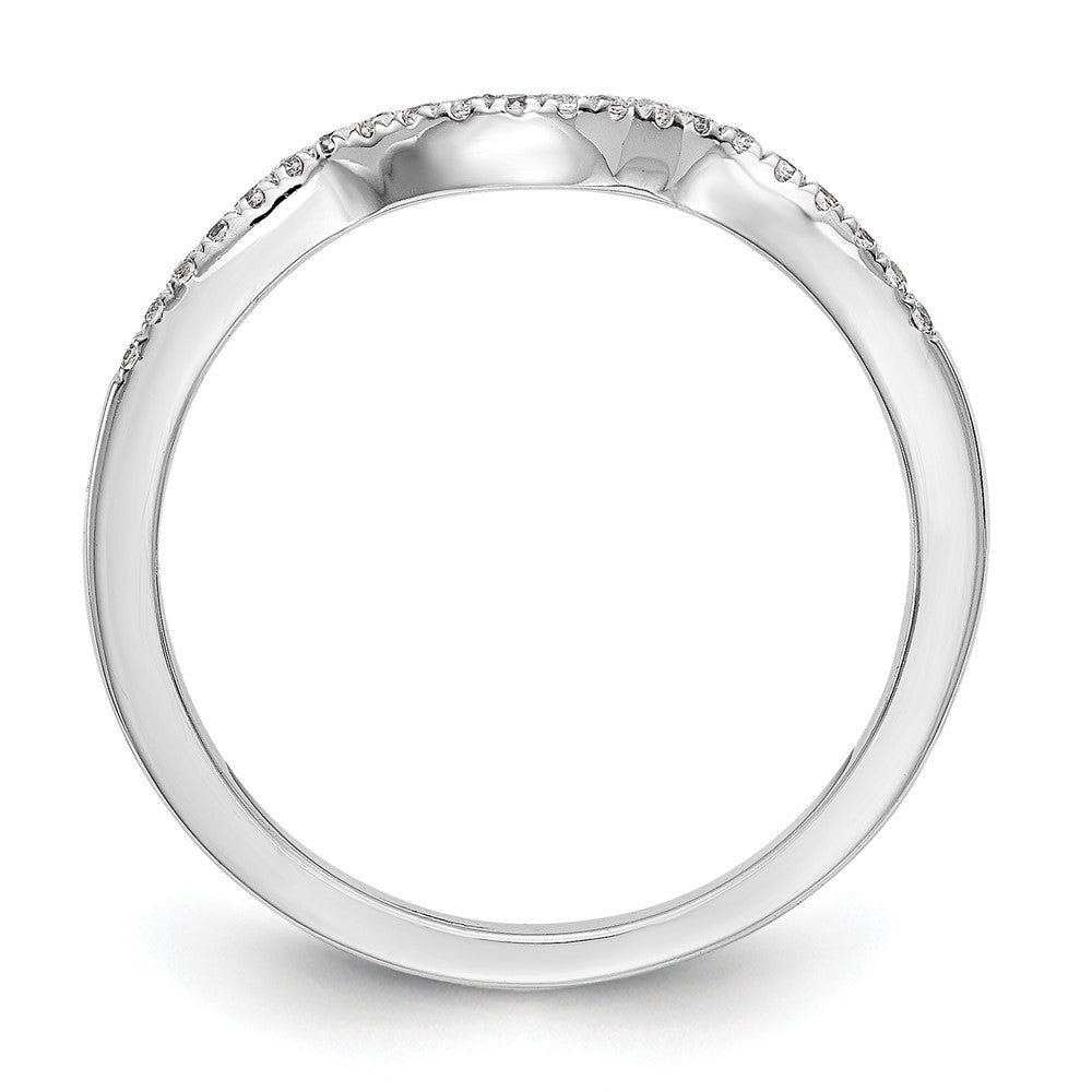 14k White Gold 1/10 carat Diamond Contoured Complete Wedding Band