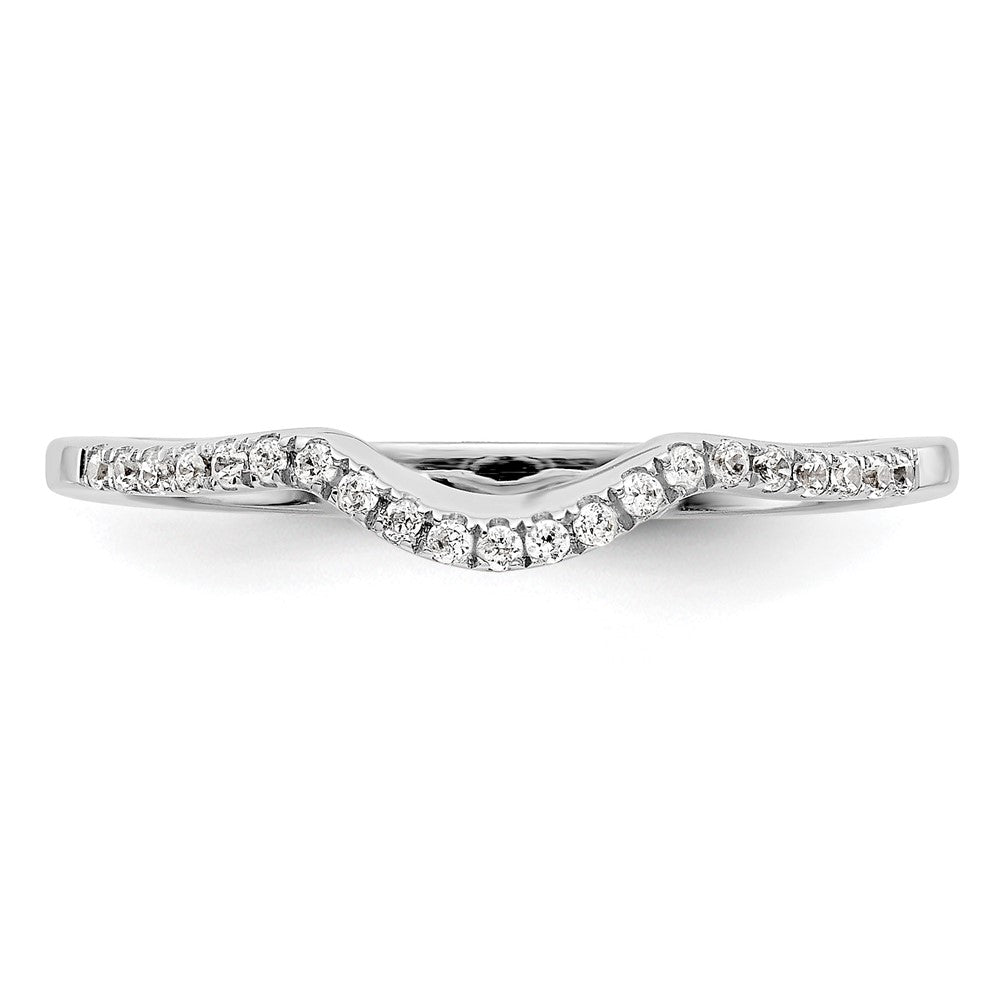 14k White Gold 1/10 carat Diamond Contoured Complete Wedding Band