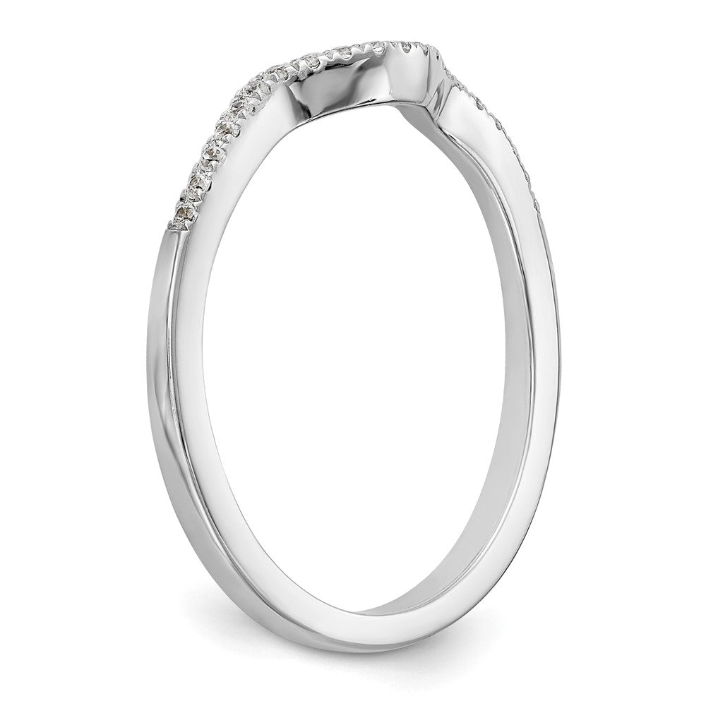 14k White Gold 1/10 carat Diamond Contoured Complete Wedding Band