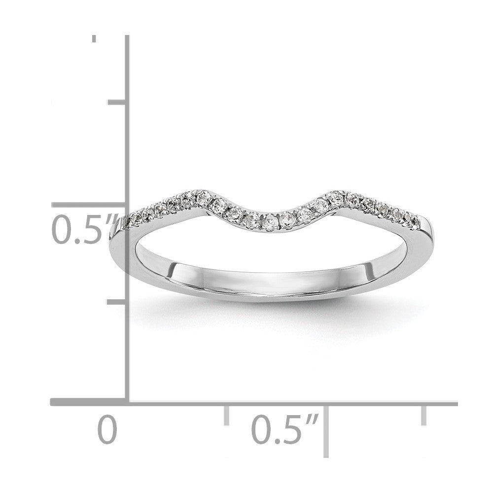 14k White Gold 1/10 carat Diamond Contoured Complete Wedding Band