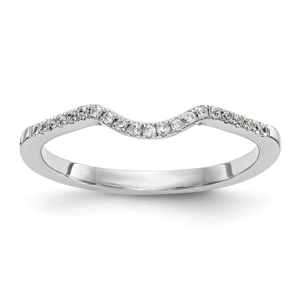 14k White Gold 1/10 carat Diamond Contoured Complete Wedding Band